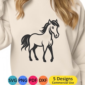 Horse SVG T-Shirt Design for Girls T-Shirt - 5 different cute animal SVG cut files for Sweatshirt designs including a cute horse png