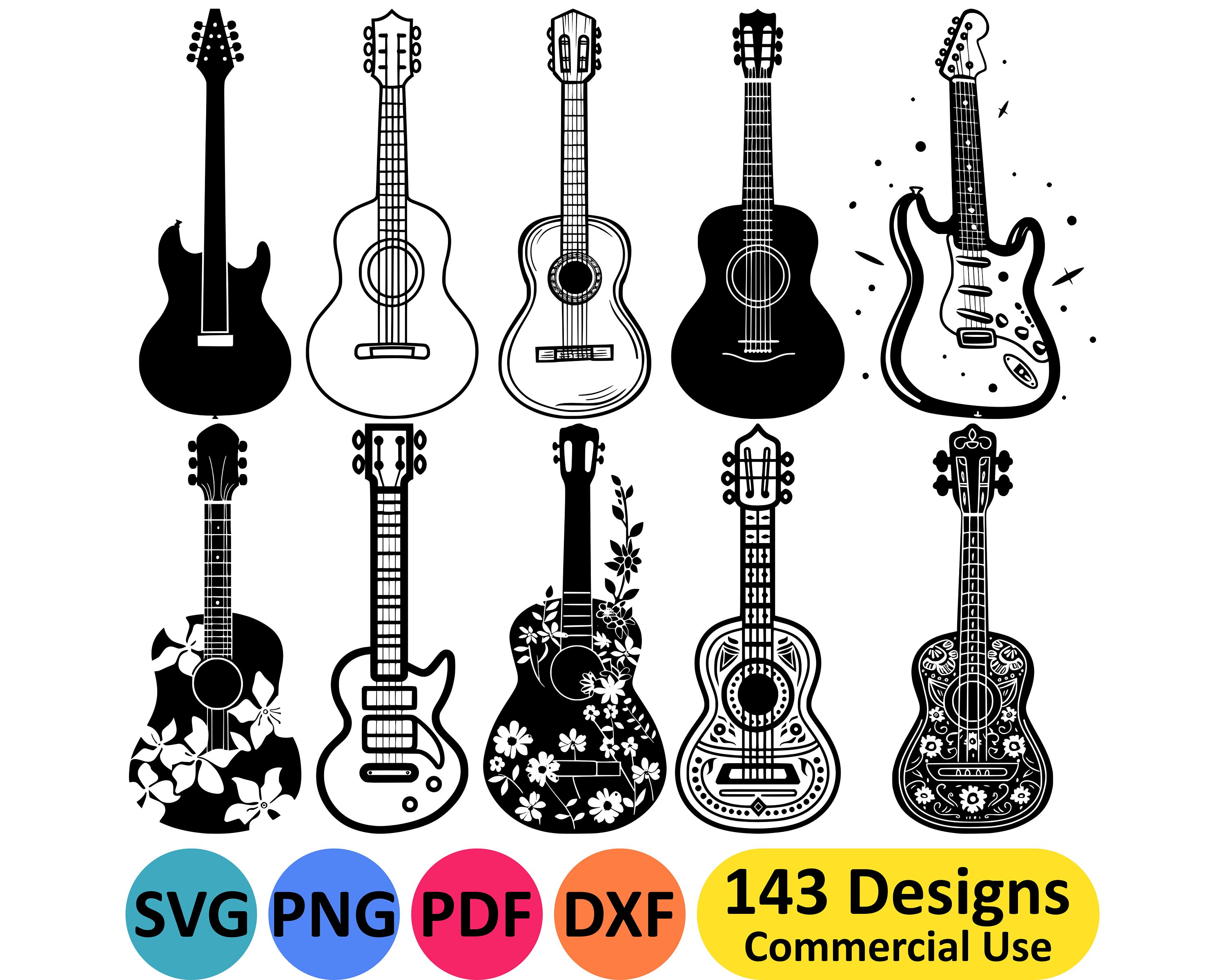 アート・デザイン・音楽 British Silhouette Artists & Their Work Mandala Guitar SVG, Guitar Silhouette, Music SVG, Mandala