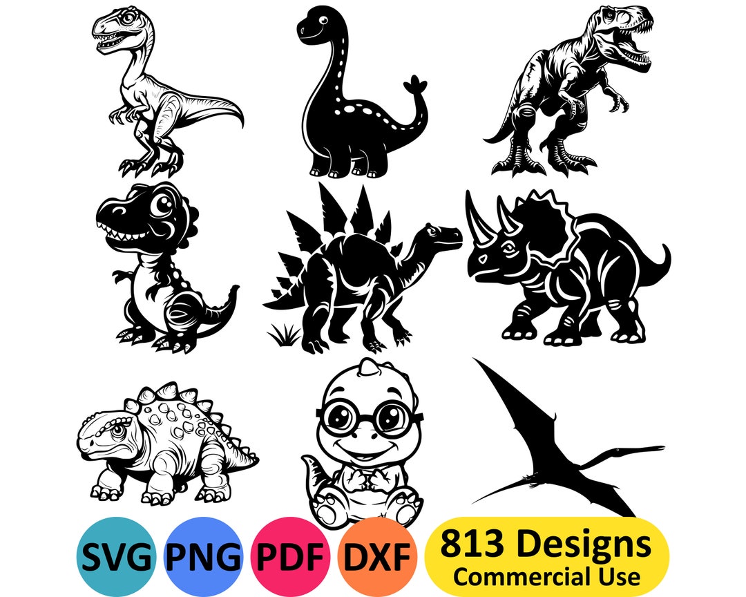 Dinosaur SVG Bundle Dino Clipart PNG Files, T Rex Clip Art Download ...