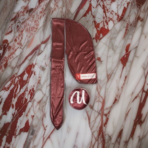 Maroon Custom Durag & Crown Patch Bundle