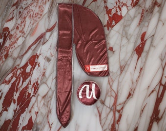 Kastanjebruine bundel aangepaste Durag & Crown-patches