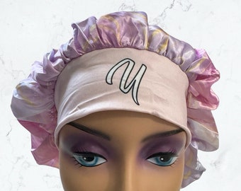 Custom Pink Marble Reversible Silky Bonnet