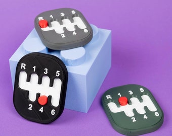 3D Printed Magnetic Gear Shift Fidget Toy - Manual Transmission Inspired Stress Reliever for Car Lovers, Customizable Colors