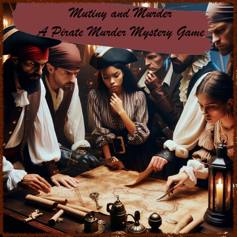 Mutiny and Murder A Pirate Murder Mystery Game, Downloadable Adult