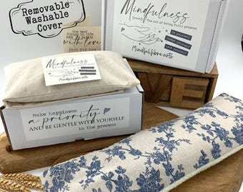 French Linen Wheat Bag: Lavender Scented, Removable Cover (50cm)