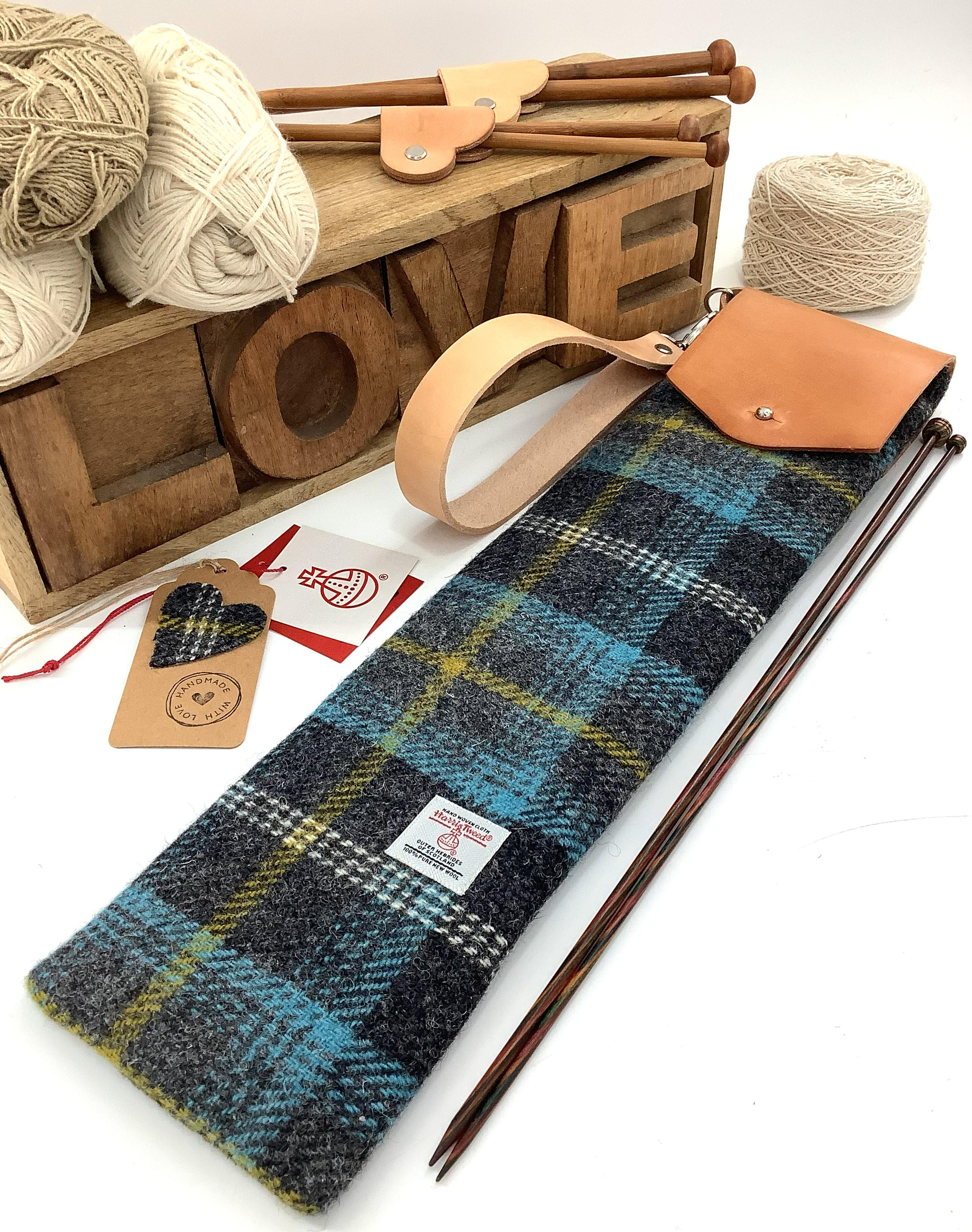 Extra Long Harris Tweed Knitting Needle Case With Leather Strap - Etsy