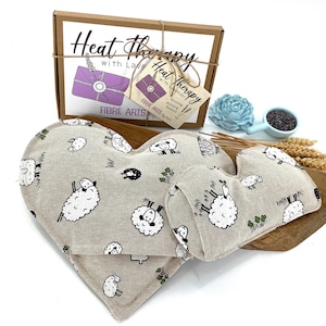 Heart Wheat Bag Gift Set: Sheep Linen Heat Pack & Eye Pillow