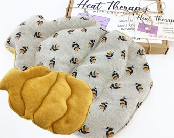 Bee Fleece Hottie Scented or Unscented Microwave Hot Water Bottle Shaped Wheat Bag Heat Pack. Warming Handmade Gift