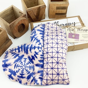 Shibori Print Heart Wheat Bag: Handmade Heat Therapy Gift