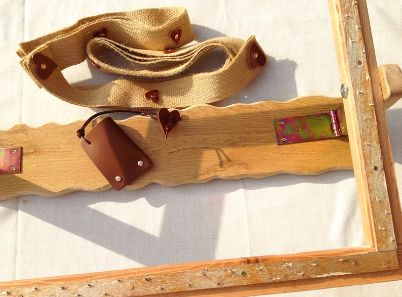 Oak Rug Hooking Needle Punch Frame and Hook. Rag Rug Frame in Recycle