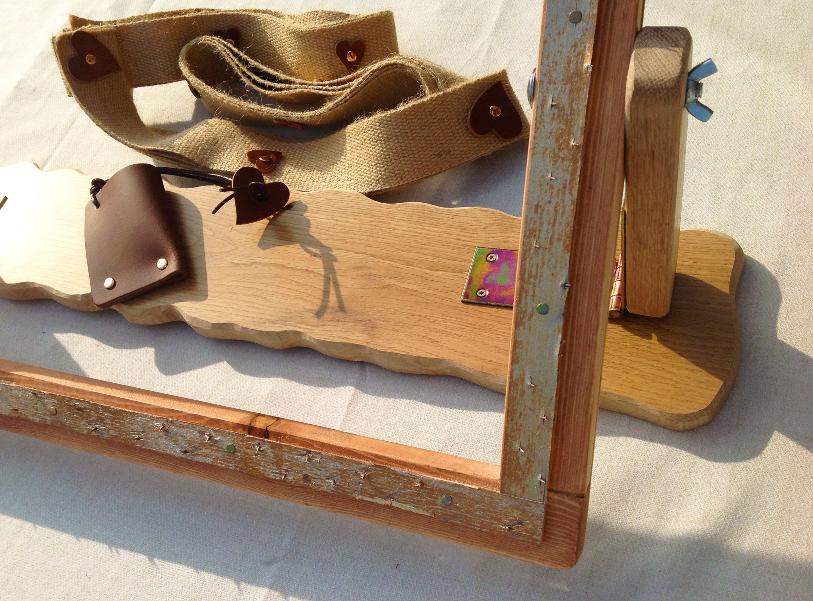 Oak Rug Hooking Needle Punch Frame and Hook. Rag Rug Frame in Recycle