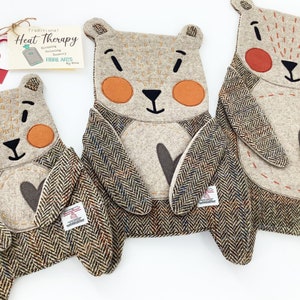 Harris Tweed Bear Hot Water Bottle Cover. Hand Crafted Gift