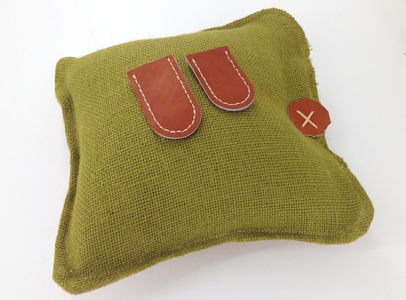 Hessian Needle Felting Mat: 12 inch Square, Leather Finger Protectors