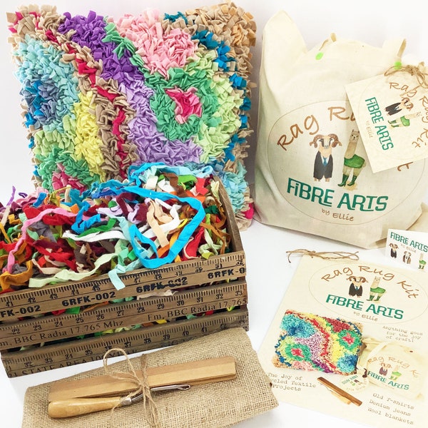 Rag Rug Cushion Making Kit in Stunning Mixed Colour Shades