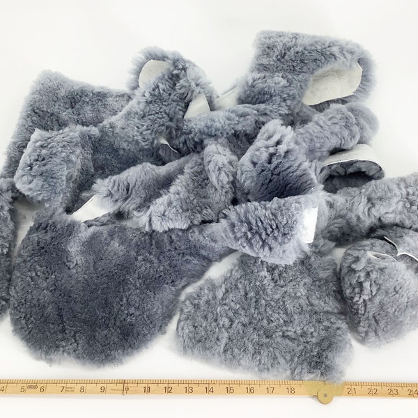 Genuine Sheepskin Offcuts Scraps 500g for crafts. Large Grey Pieces