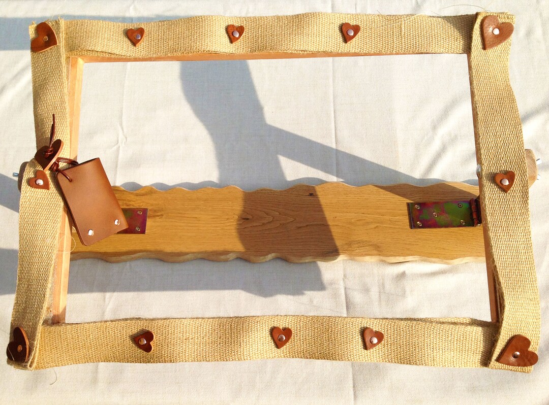 Oak Rug Hooking Needle Punch Frame and Hook. Rag Rug Frame in Recycle