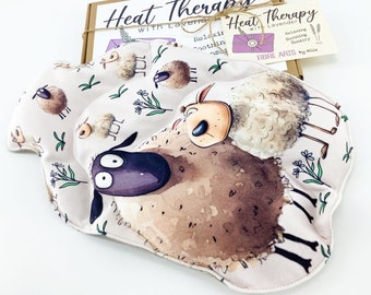 Sheep Wheat Bag. Custom Luxury Microwave Hot Water Bottle Shaped Heat Pack. Lavender Scented or Unscented Warming Handmade Sheep Lovers Gift