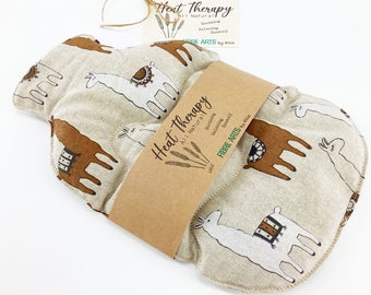 Llama Bottle Shaped Wheat bag. 36cm by 21cm Microwave heat Therapy pack. Hand Crafted Heat Therapy Eco Gift