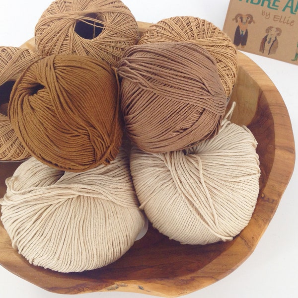 100% Linen Egyptian Cotton Creative Weaving, Crochet or Knitting Pack in Shades of Chocolate