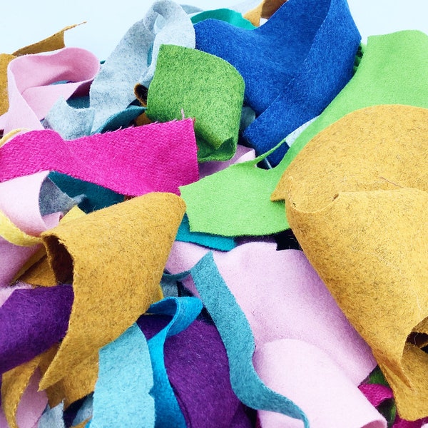 100% Boiled Wool Scraps, Pieces, Offcuts. Perfect for Applique or Patchwork Arts and Crafts. Stunning Quality Fabric