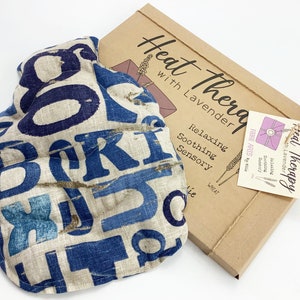 Linen Bottle Heat Pack: Letterpress Design, Lavender Wheat Bag