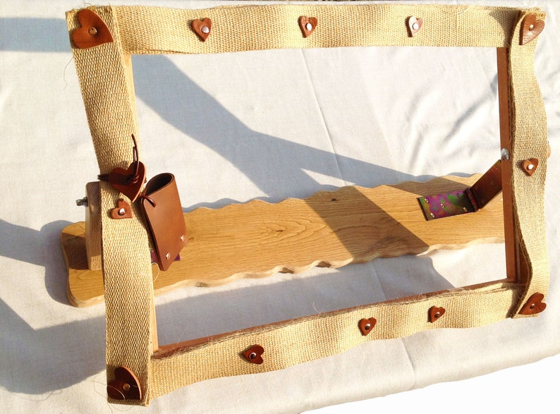 Oak Rug Hooking Needle Punch Frame and Hook. Rag Rug Frame in Recycle