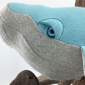 Humpback Whale Toy, Pillow, Cushion Plush. 100% Wool  Stuffed Marine Sea Life Creature. Hand Crafted