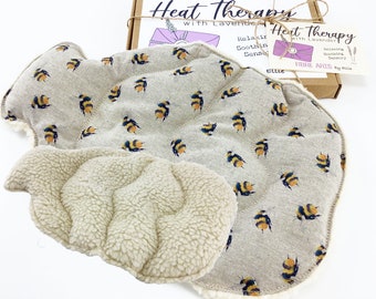 Bee Hot Water Bottle Cover or Lavender Scented Wheat Bag. Warming Sherpa Fleece Heat Therapy Bee Themed Gift