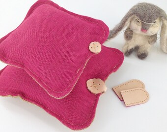 Pink Hessian Needle Felting Mat Set with Finger Protectors