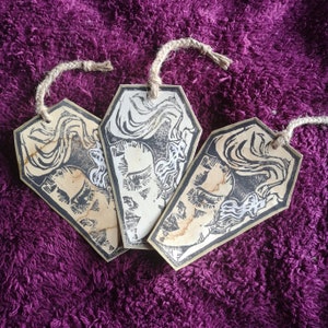 Frankenstein Bride inspired lino print bookmark