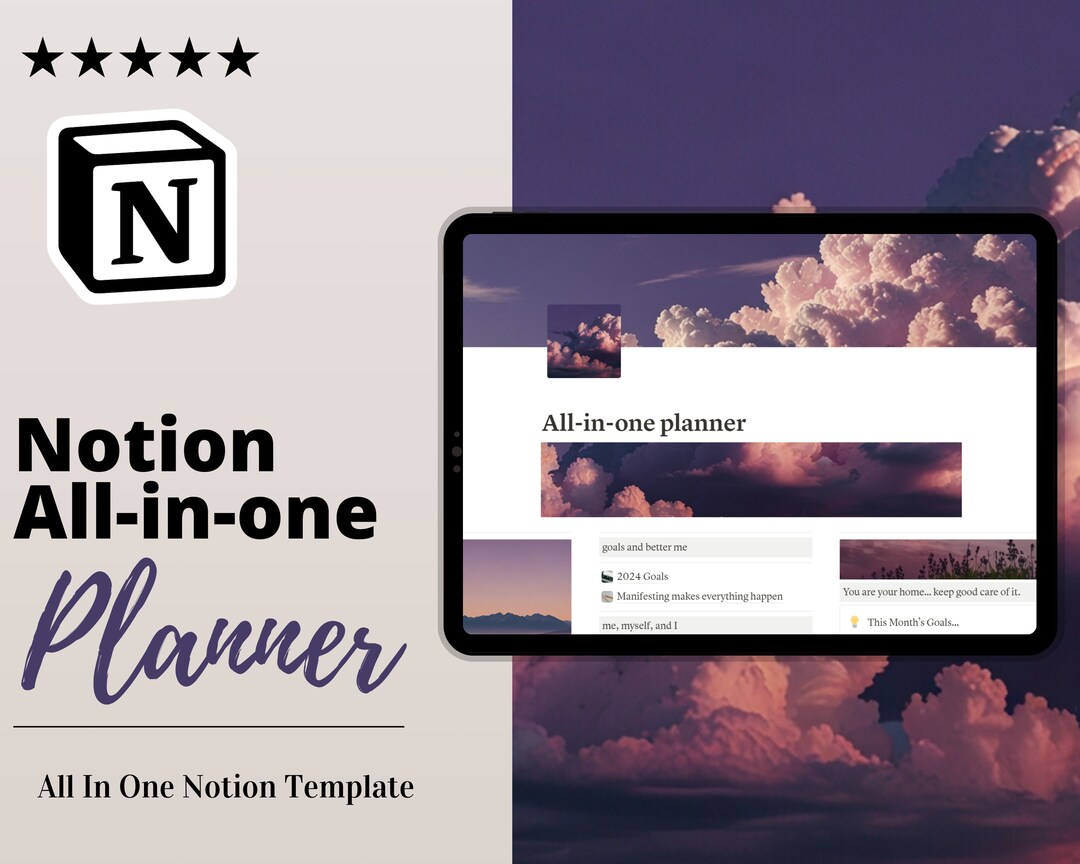 Notion Template ALL IN ONE Life Notion Planner Dashboard Aesthetic ...