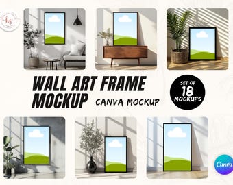 Canva Wall Art Mockup Bundle: Canvas & Frame Templates (Digital Download)