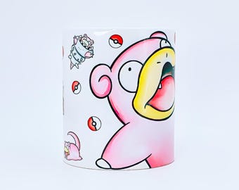 Slowpoke Cute Mug – Pokémon Gift for Her or Him – Kawaii Anime Coffee Cup – Nerd Birthday Present