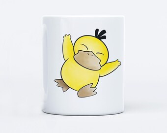 Minimal Psyduck Pokemon Ceramic Mug | Cute Pokemon Coffee Mug | Kawaii Anime Mug | Pokemon Gift | Handmade Ceramic Cup