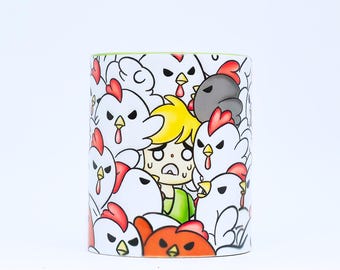 The Legend of Zelda Cucco Mug – Link Attacked by Angry Chickens – Funny Nintendo Gamer Gift – Zelda Fan Coffee Cup