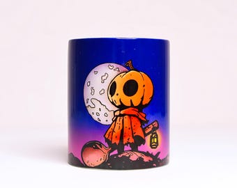 Halloween Pumpkin Mug with Lantern – Spooky Gothic Vintage Cup | Autumn Gift Idea