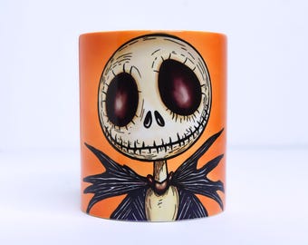 Jack Skellington Halloween Mug – Nightmare Before Christmas Ceramic Cup 11 oz – Gothic Gift for Tim Burton Fans