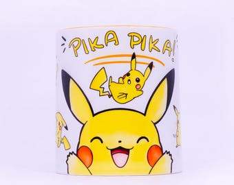 Pikachu Mug Kawaii – Pokemon Yellow Coffee Cup with Colored Handle – Cute Anime Gift for Pokemon Fans – Pika Pika Mug