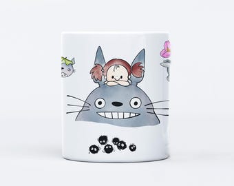 My Neighbor Totoro Ceramic Mug | Studio Ghibli Coffee Mug | Totoro, Mei & Catbus Mug | Cute Anime Mug | Ghibli Gift