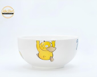 Psyduck Bowl Mug | Handmade Ceramic Pokémon Bowl | Kiln Fired Cereal Bowl | Anime Gift
