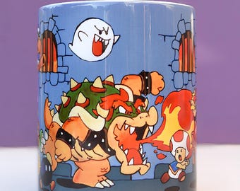 Tazza Super Mario e Peach nel Castello – Regalo Gamer Retro | Mug Nintendo Vintage 350ml | Idea Regalo Nerd per Lui