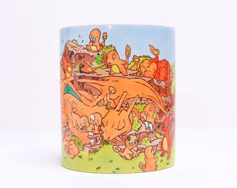 Charmander Evolution Mug – Pokémon Gift for Gamers – Charizard Anime Coffee Cup – Nerd Birthday Present