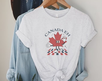 Canada Eh Retro Graphic Tee, Canada Day Tee, Celebration Tee, Unisex Canada Tee, Holiday Gift, Canadian Love Tee, Maple Leaf for Canadians