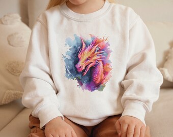 Epic Dragon Galaxy Kids Sweatshirt, Colorful Celestial Pullover for Children, Dragon Head Shirt Kids, Dragon Lover Pullover Unisex