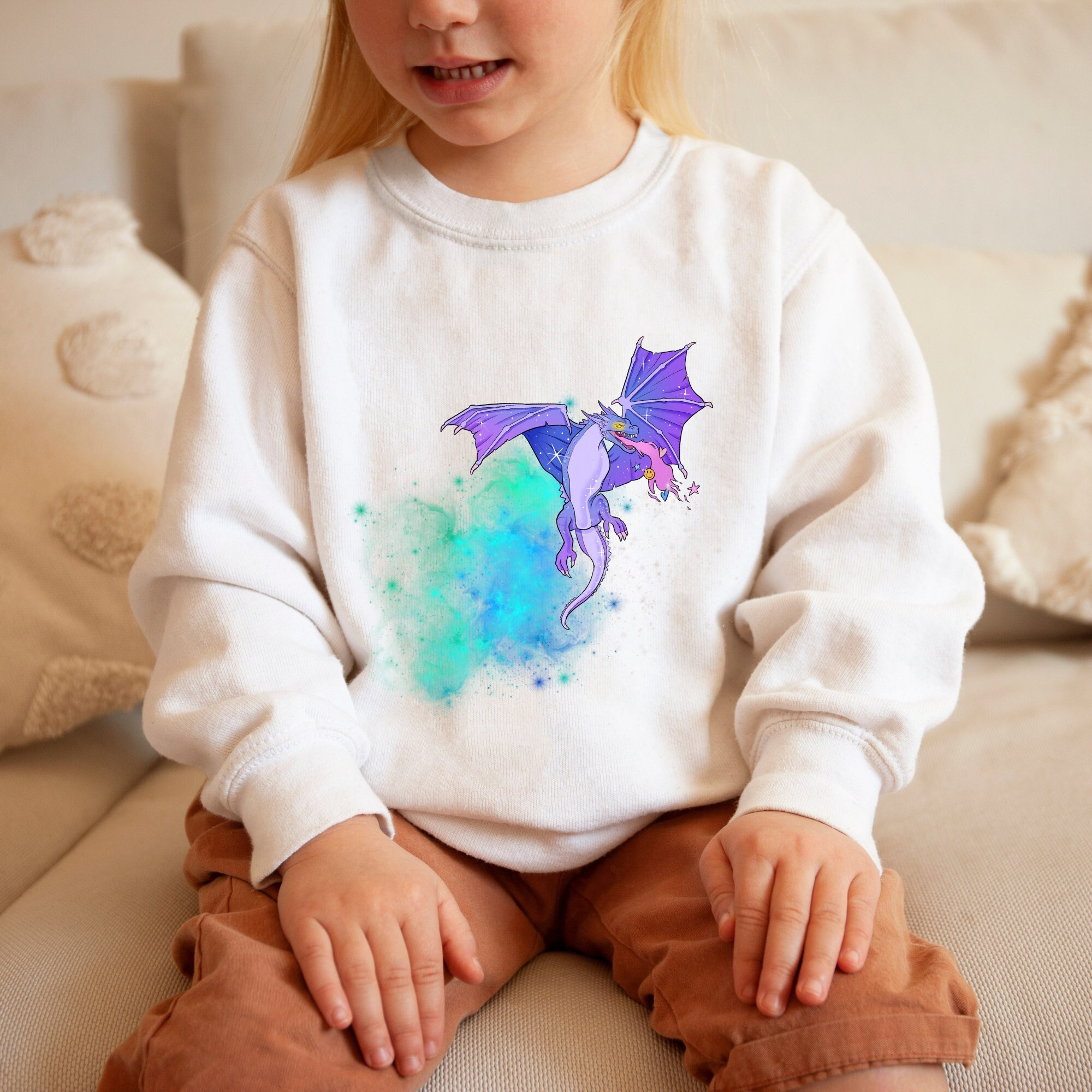 Epic Dragon Galaxy Kids Sweatshirt, Colorful Celestial Pullover for Children, Flying Dragon Shirt Kids, Dragon Lover Pullover Unisex