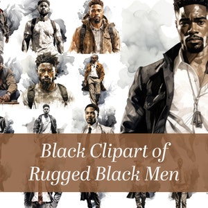 Watercolor African American Men Clipart: Rugged Style (Digital Download)