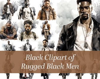 Watercolor African American Men Clipart: Rugged Style (Digital Download)