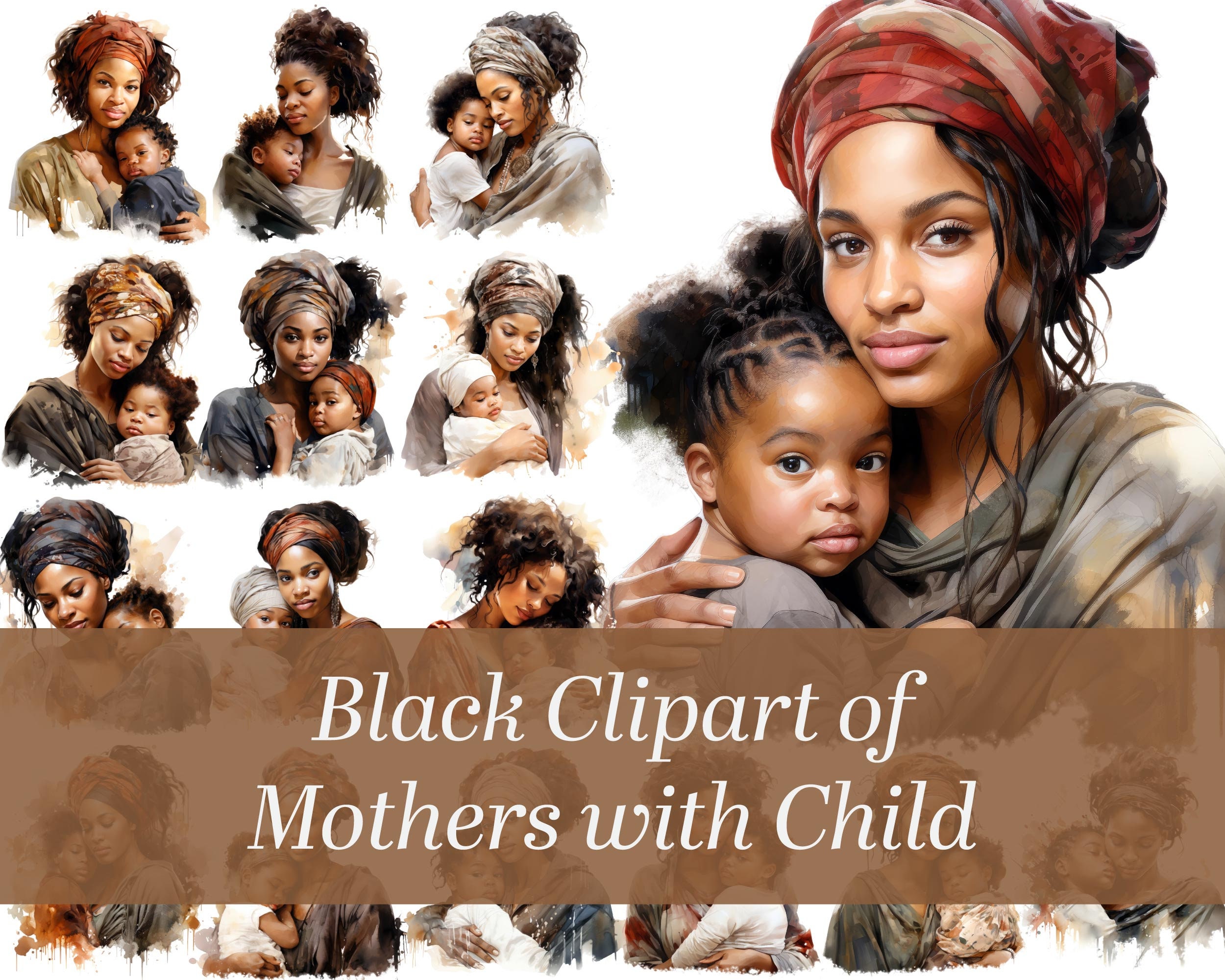 African American Clipart of a Mother Holding Her Infant Child