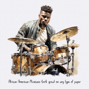 Afroamerikansk musiker akvarell clipart (transparent PNG) bild 6