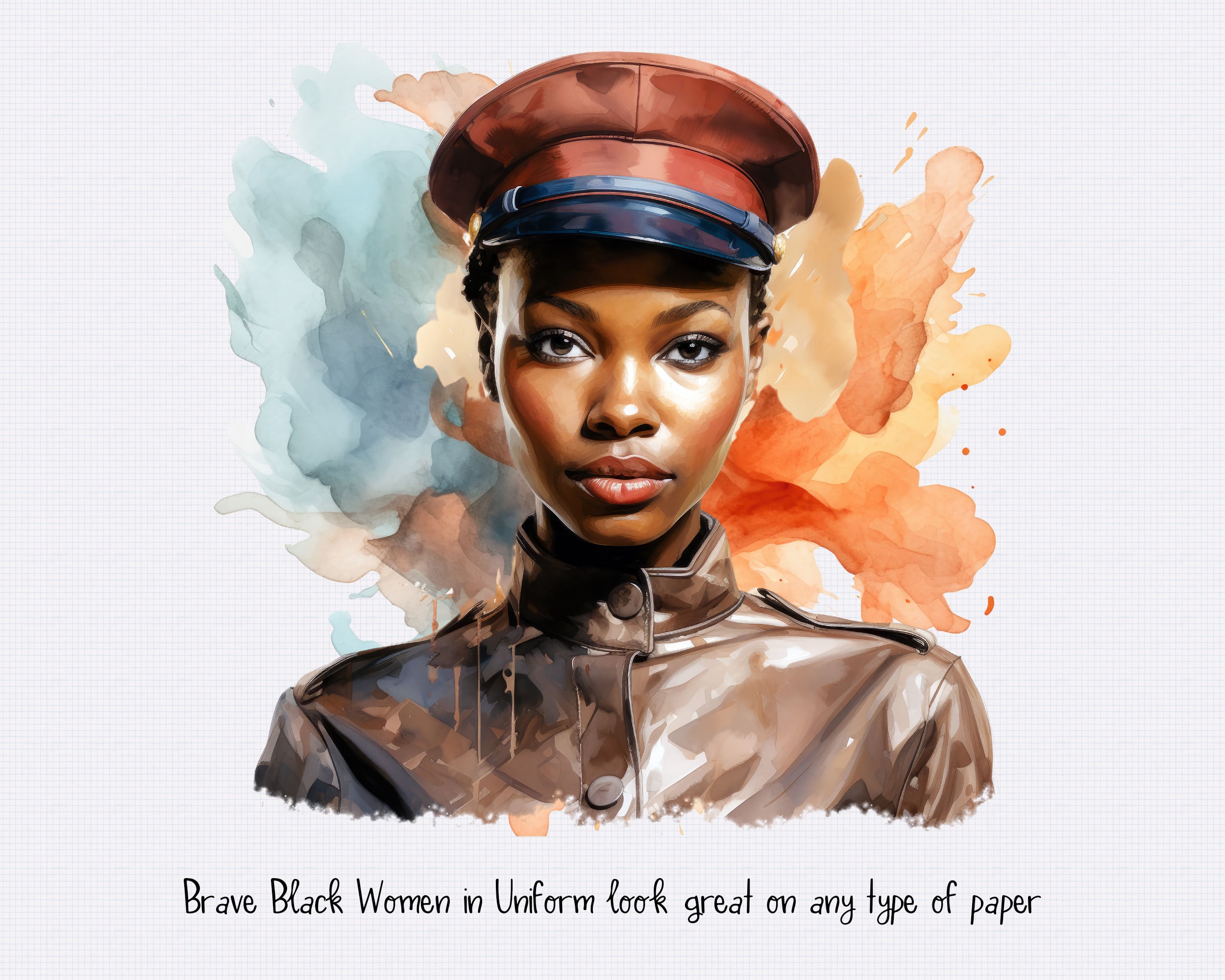Watercolor African American Military Women Clipart Set - Etsy